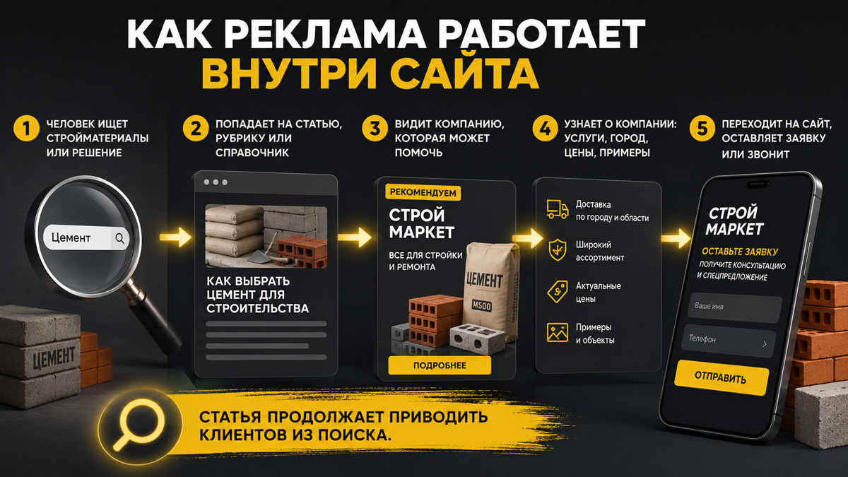 Схема показывает, как статья приводит читателя к заявке