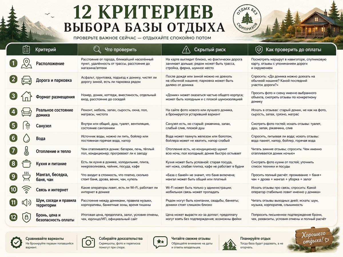выбор базы отдыха практические советы