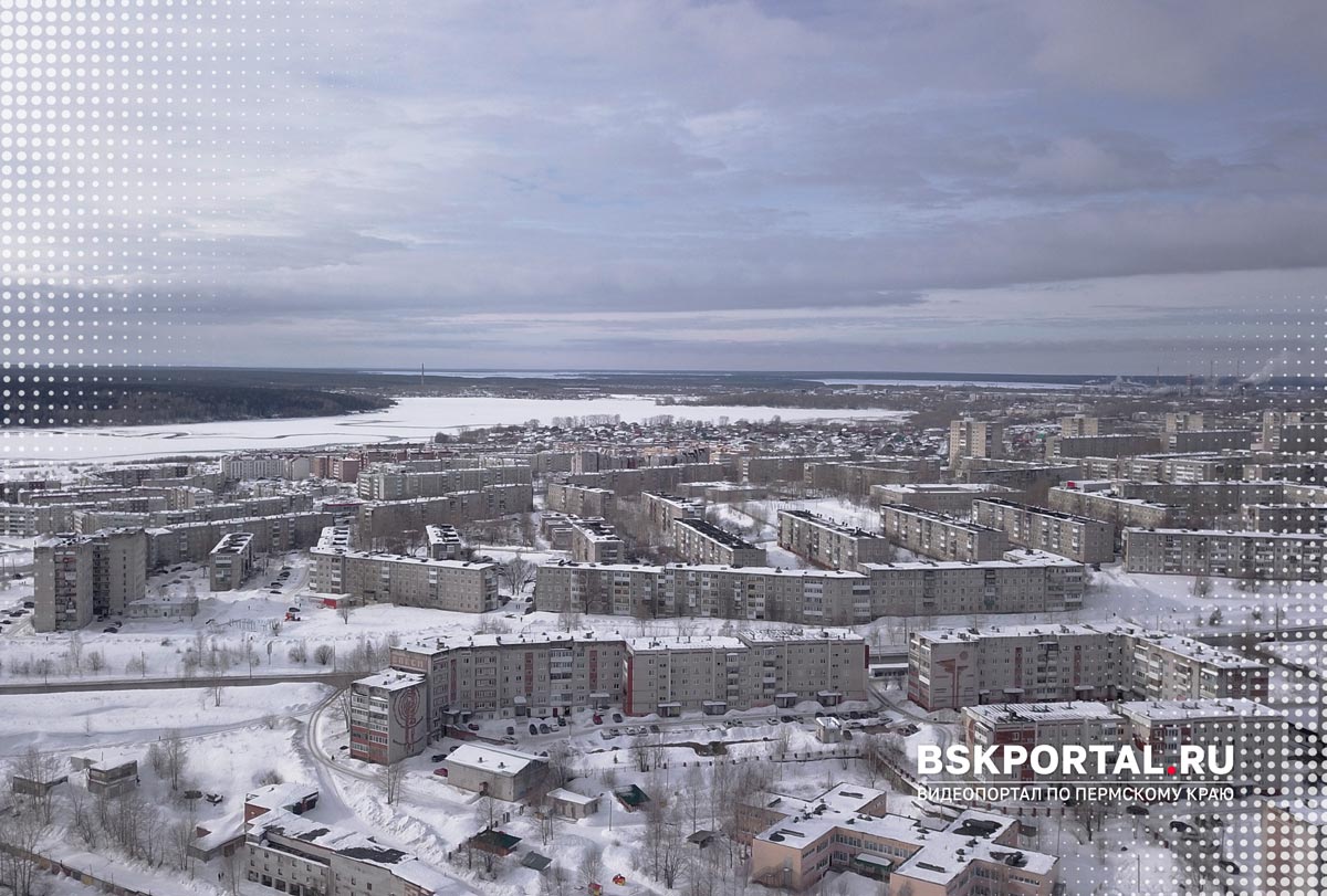 Березники, район Первого пруда и Набережной зимой