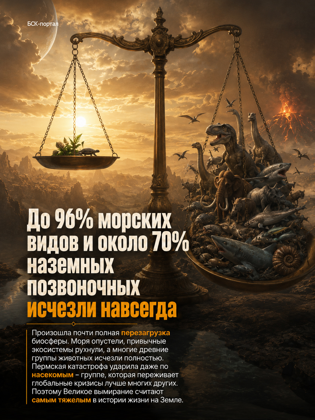 Весы с животными как символ потерь Пермского вымирания