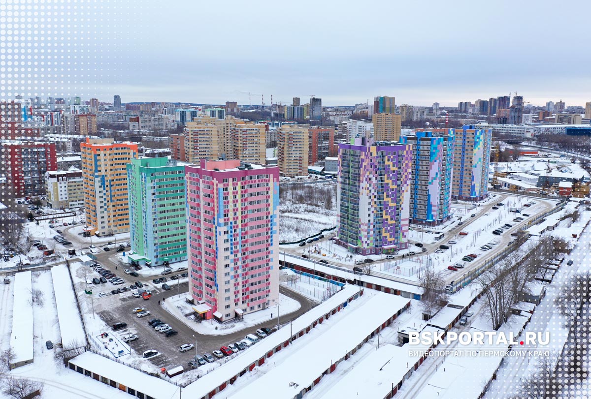 город Пермь зимой, жилой квартал