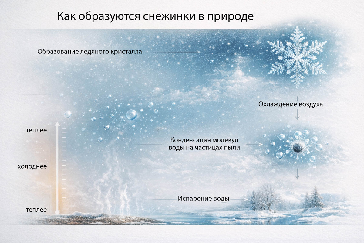 как образуются снежинки в природе