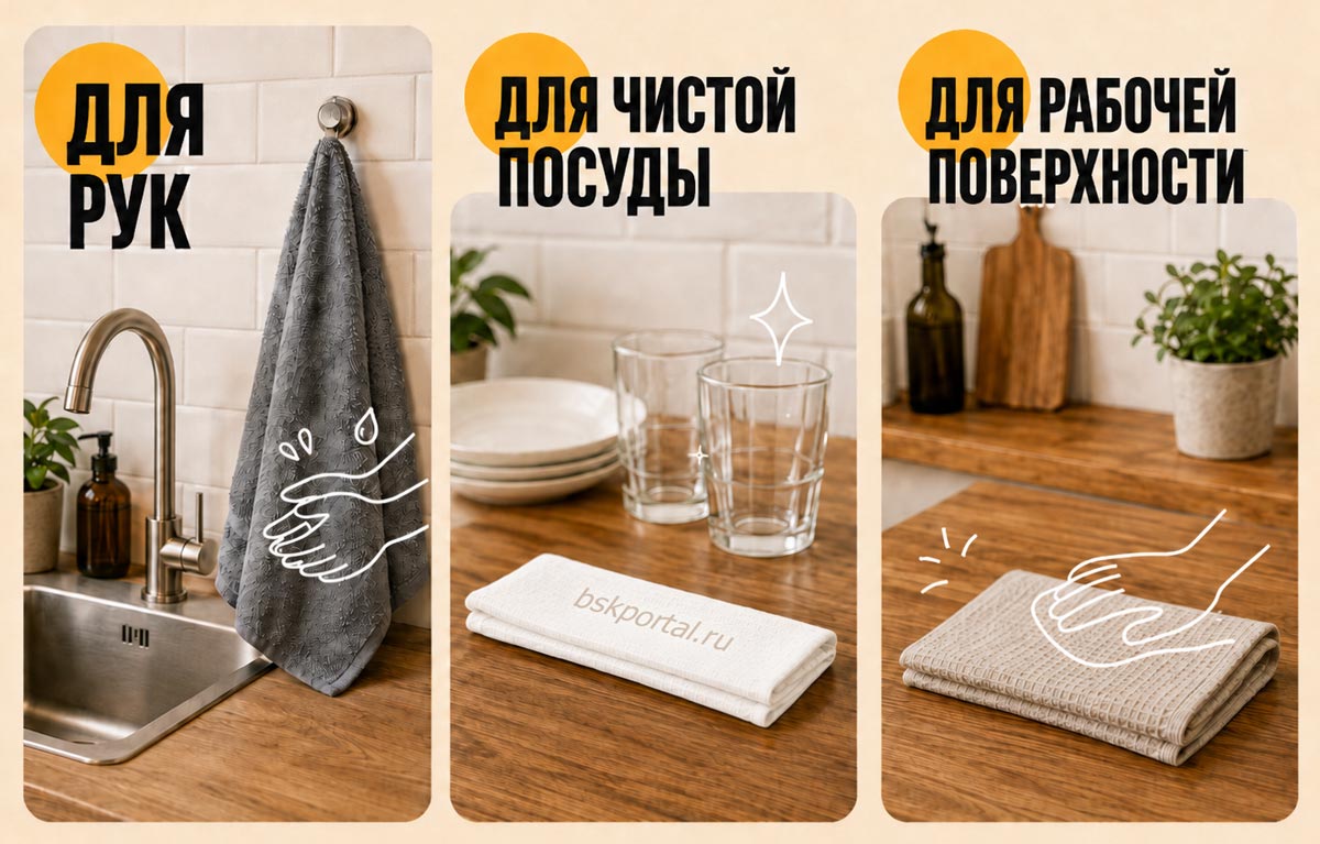 Кухонные полотенца для рук, чистой посуды и рабочей поверхности