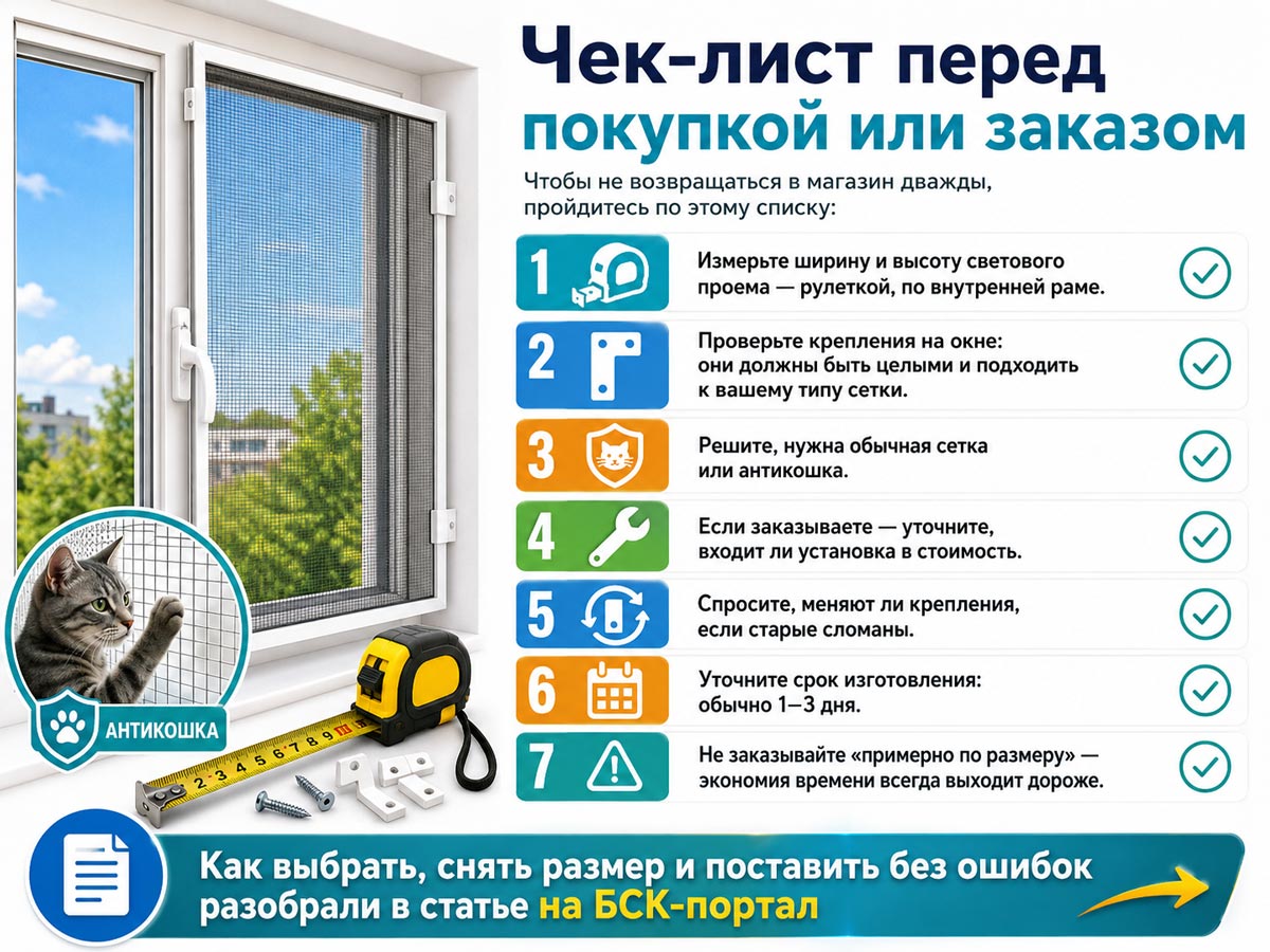 Чек-лист перед покупкой или заказом москитной сетки
