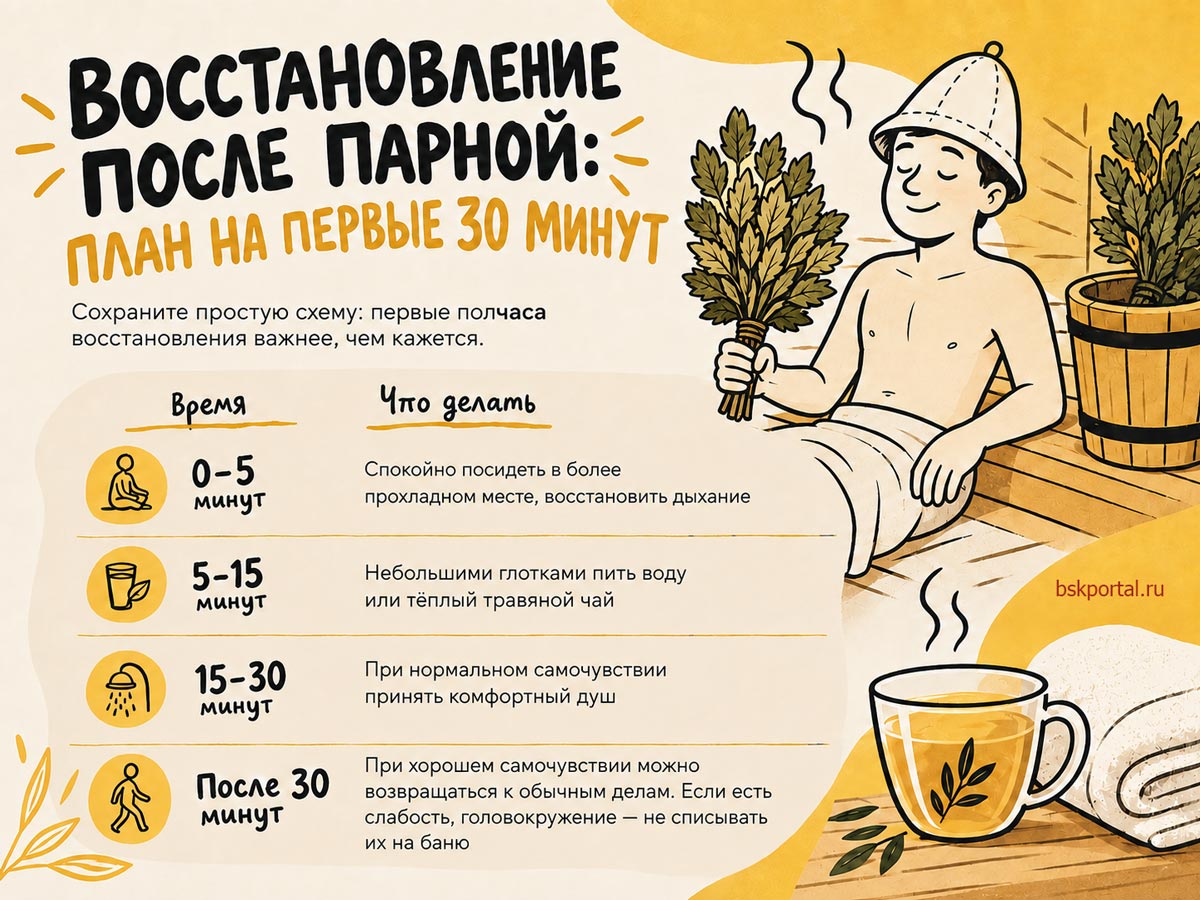 Восстановление после парной: план на первые 30 минут, схема