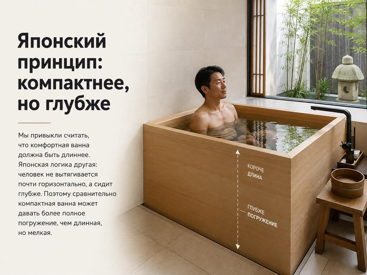 Как выбрать ванну: короче, но глубже, японский принцип